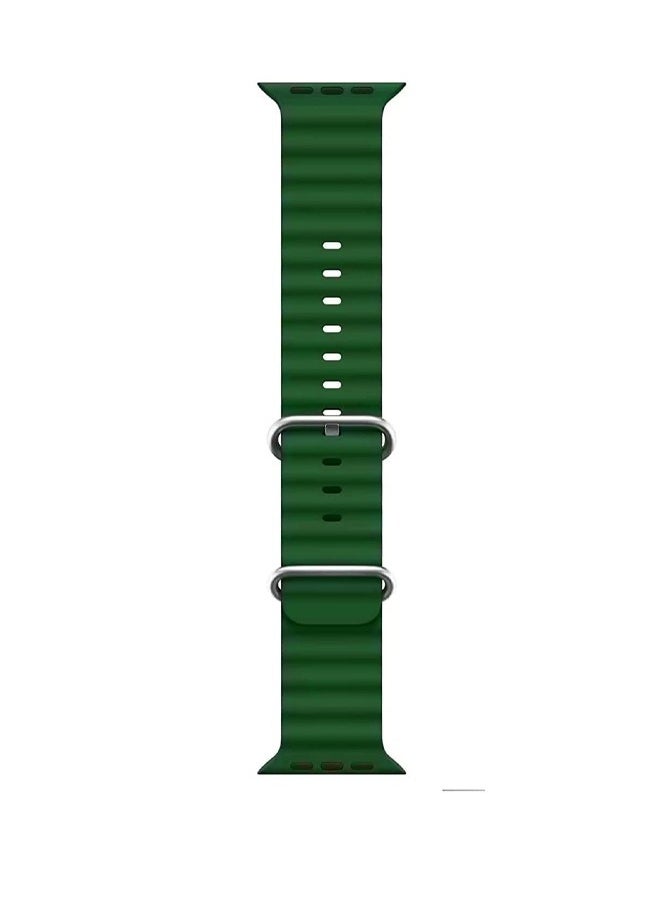 Ocean - Soft Silicone Ocean Band Designed For Apple Watch Ultra Band 49mm,45mm,44mm,42mm for Men Women High Qulaity Adjustable Bands for Apple iWatch Series 8,7,SE,6,5,4,3,2,1 Green - Image 1