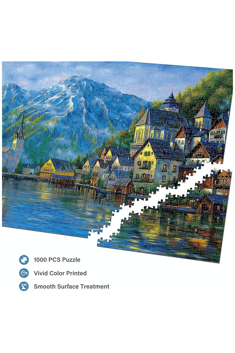 1000-Piece Jigsaw Puzzle, Snowy Town Scene Jigsaw Puzzle, DIY Toys for Creative Gift Home Decor, Challenging Mini Jigsaw Puzzle with Micro Pieces, Educational and Decompression Activity  for Adults & Teens - Image 2