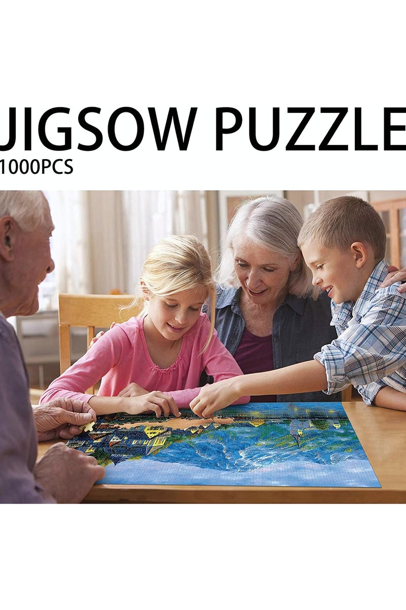 1000-Piece Jigsaw Puzzle, Snowy Town Scene Jigsaw Puzzle, DIY Toys for Creative Gift Home Decor, Challenging Mini Jigsaw Puzzle with Micro Pieces, Educational and Decompression Activity  for Adults & Teens - Image 4