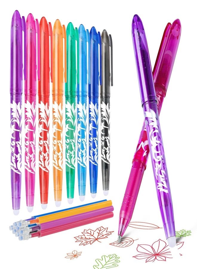 WATUNID 8 Colors Erasable Gel Pens, Multicolor Ink Rolling Ball Pen with Refill, 0.5mm Fine Point Writing Tool for Adults Office Stationary Supplies - Image 1