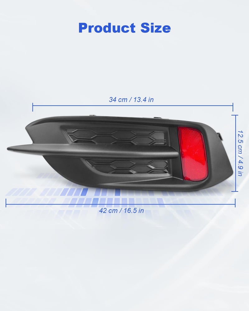 JUQAFY Rear Bumper Reflector & Grille Cover Tail Bezel Lens Only Fit for Honda Civic LX/EX/Touring Sedan 2016 2017 2018 2019 2020 2021, Right Passenger Side - Image 3