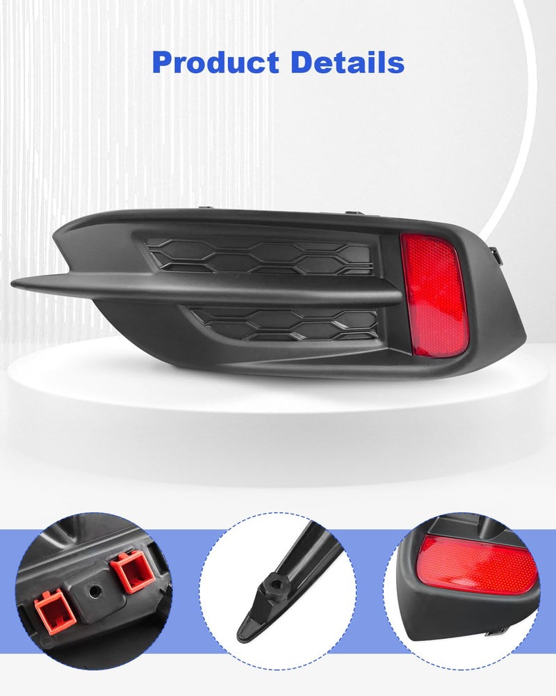 JUQAFY Rear Bumper Reflector & Grille Cover Tail Bezel Lens Only Fit for Honda Civic LX/EX/Touring Sedan 2016 2017 2018 2019 2020 2021, Right Passenger Side - Image 5