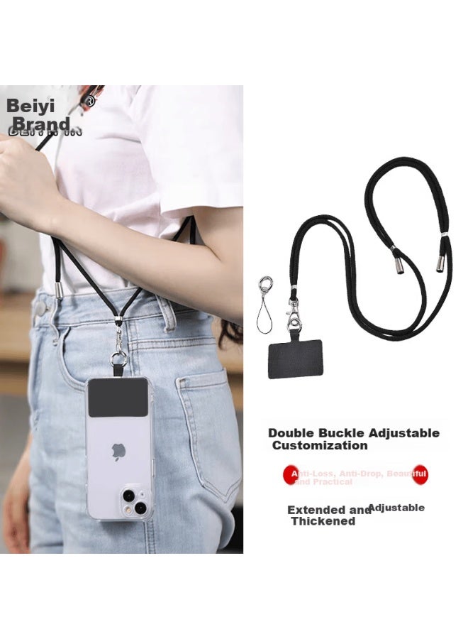 Beiyipin Adjustable Retractable Universal Phone Lanyard Strap Neck And Crossbody Durable Black Long Phone Case Holder Anti-lost - Image 1