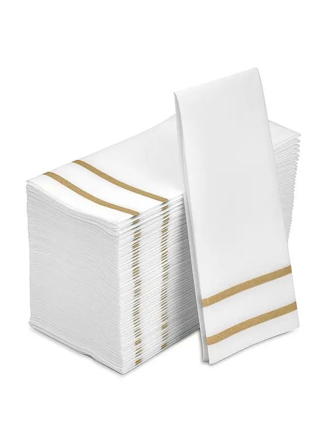 Golden Line Clause 50 Piece Disposable Paper Napkins Linen Textured For Parties Banquets - Image 2