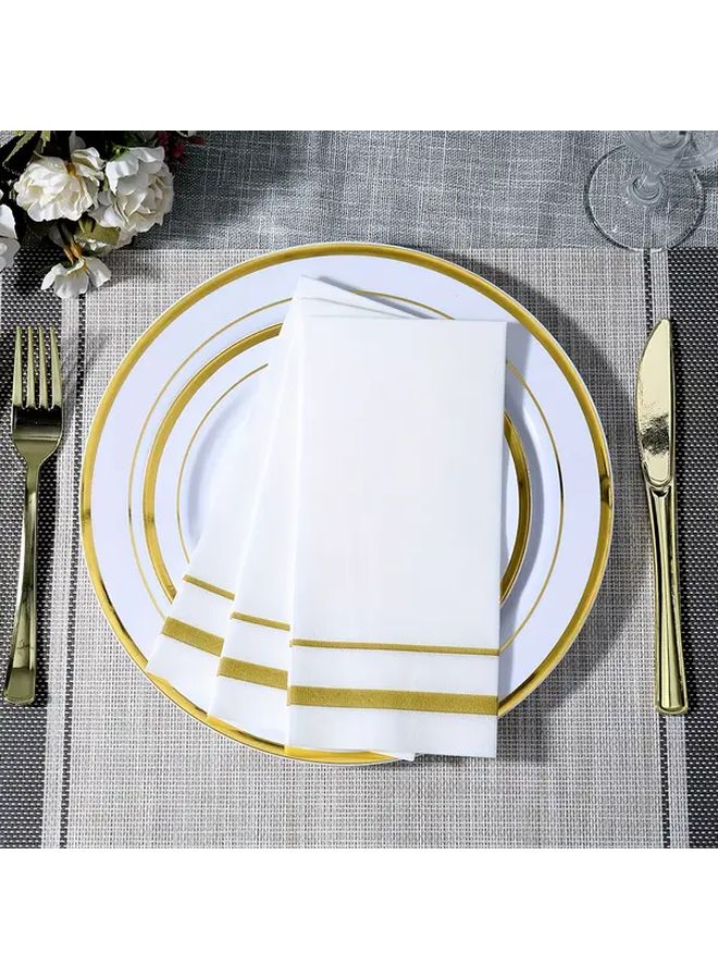 Golden Line Clause 50 Piece Disposable Paper Napkins Linen Textured For Parties Banquets - Image 3