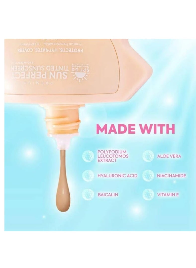 Hikari هikari سكين بريميوم صن بيرفكت تينتد صن سكرين SPF 50-50 مل - Image 4