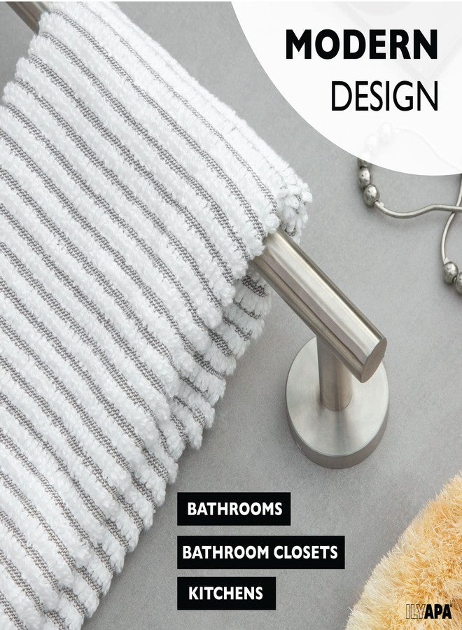 Ilyapa Bathroom Hardware Set Brushed Nickel, Wall Mounted 5 Piece Satin Nickel Bathroom Towel Bar Set - Towel Bar, 1 Big Hook, 2 Small Hooks, and 1 Wall Mounted Toilet Paper Holders - Image 5