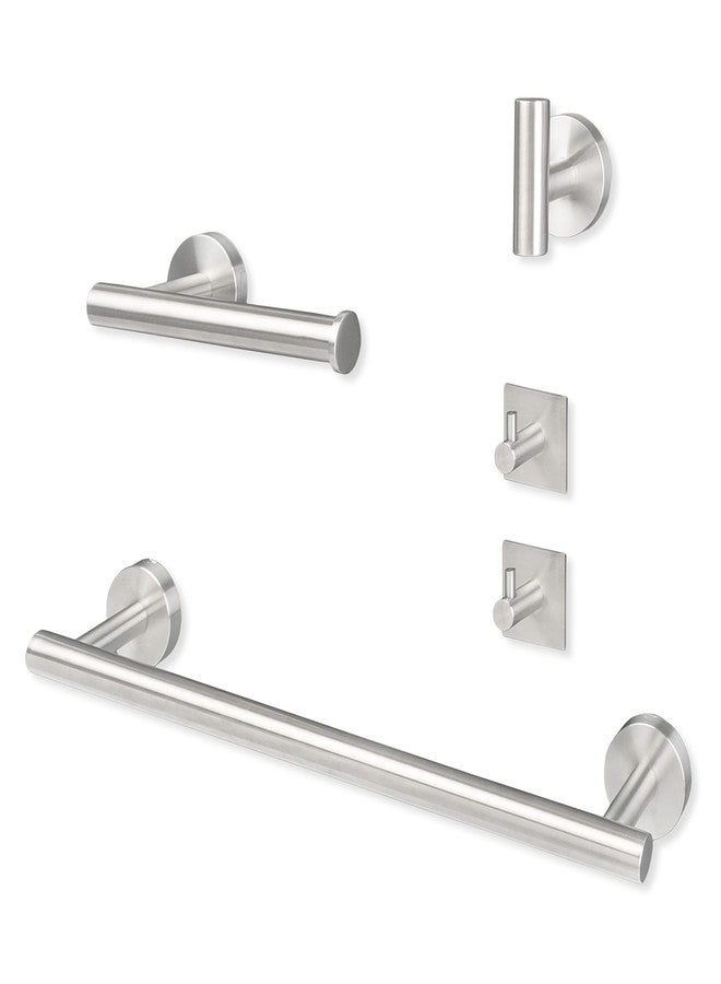 Ilyapa Bathroom Hardware Set Brushed Nickel, Wall Mounted 5 Piece Satin Nickel Bathroom Towel Bar Set - Towel Bar, 1 Big Hook, 2 Small Hooks, and 1 Wall Mounted Toilet Paper Holders - Image 1
