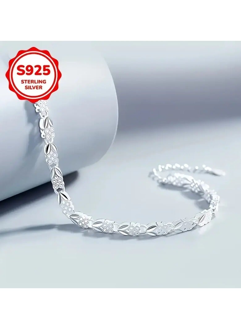 سوار من الفضة الإسترلينية عيار 925 عتيق - طراز بوهيمي أنيق بتصميم أوراق معقدة، مشبك قابل للتعديل مثالي للارتداء اليومي والهدايا - Image 2