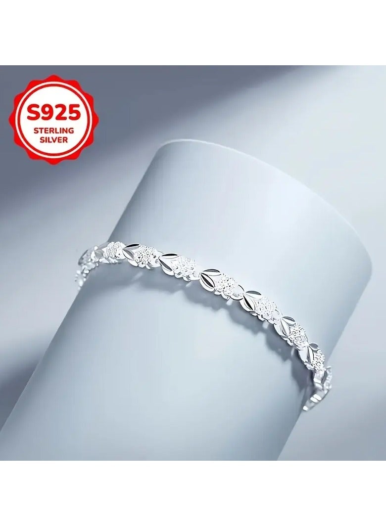 سوار من الفضة الإسترلينية عيار 925 عتيق - طراز بوهيمي أنيق بتصميم أوراق معقدة، مشبك قابل للتعديل مثالي للارتداء اليومي والهدايا - Image 3