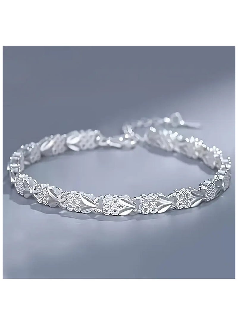 سوار من الفضة الإسترلينية عيار 925 عتيق - طراز بوهيمي أنيق بتصميم أوراق معقدة، مشبك قابل للتعديل مثالي للارتداء اليومي والهدايا - Image 4