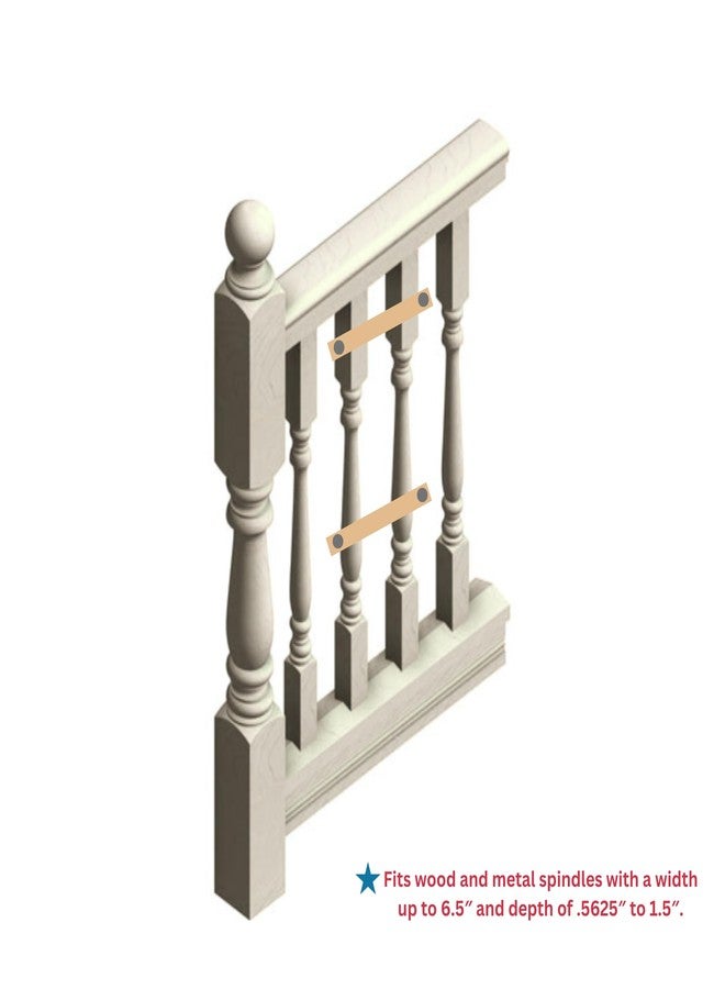Cardinal Gates مشبك عمود Cardinal Gates SPC02 لأبواب الأمان - محول درابزين باب الطفل بدون ثقب - مجموعة تركيب باب الطفل الخشبي - صنع في الولايات المتحدة الأمريكية - 2 مشابك عمود - صنع في الولايات المتحدة الأمريكية - Image 4