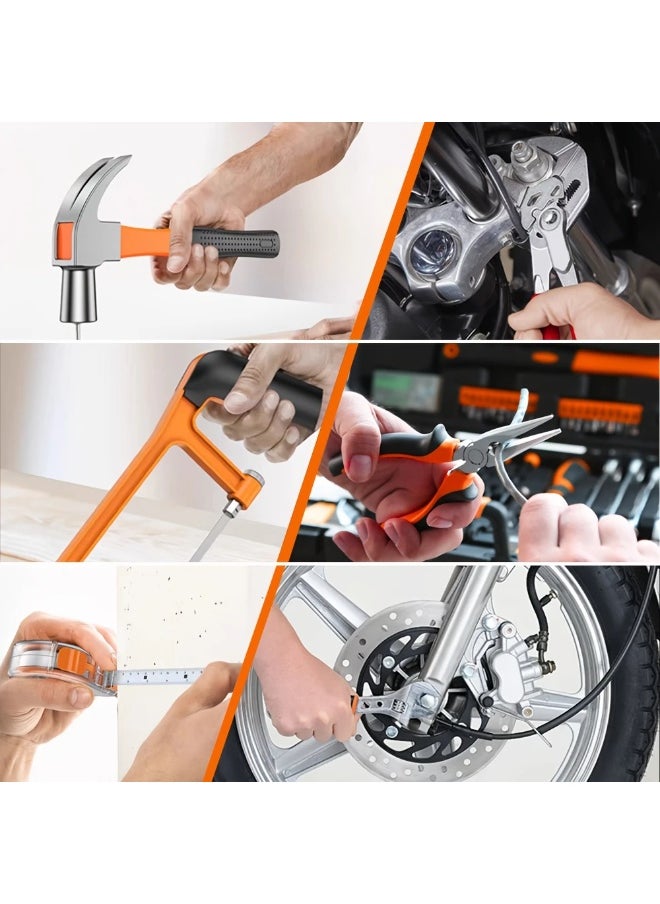 Generic 102pcs tool set, orange and black toolbox set, including plastic box, hammer, pliers, wrench and screwdriver set, daily household maintenance tool set.  - Image 3