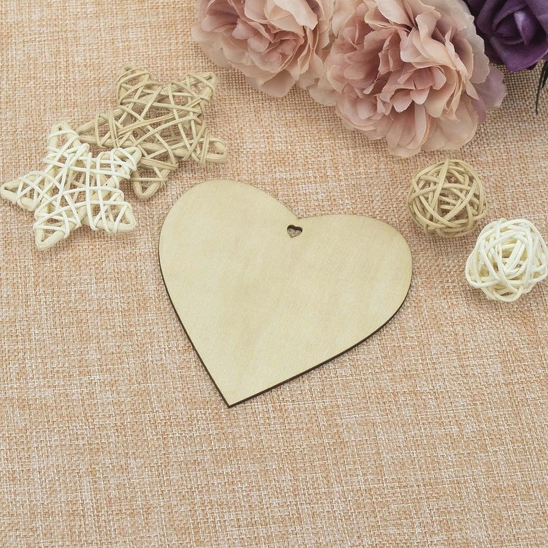 Haoser Heart MDF Pine Wood 1.5 inch -2.5 mm Thick Wood Hearts for Crafts, Unfinished Wooden Heart Cutouts, Heart Wood Slices Board for Resin Art, Mandala Art, Pyrography, Painting (Set of 50 - Image 3