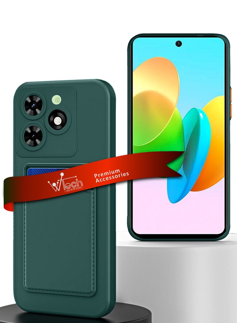 Wtech Silicone TPU With Card Holder Case Cover For Tecno Spark 20C 4G 2023 Dark Green  - Image 1