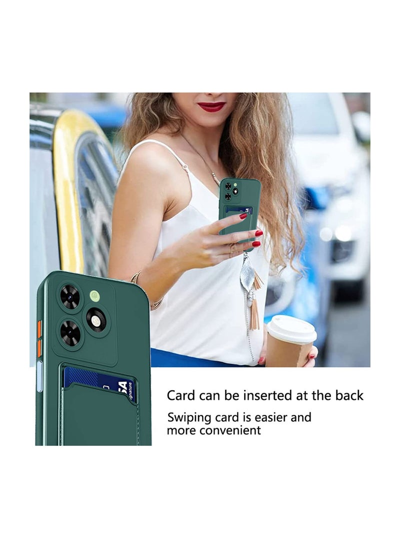 Wtech Silicone TPU With Card Holder Case Cover For Tecno Spark 20C 4G 2023 Dark Green  - Image 5