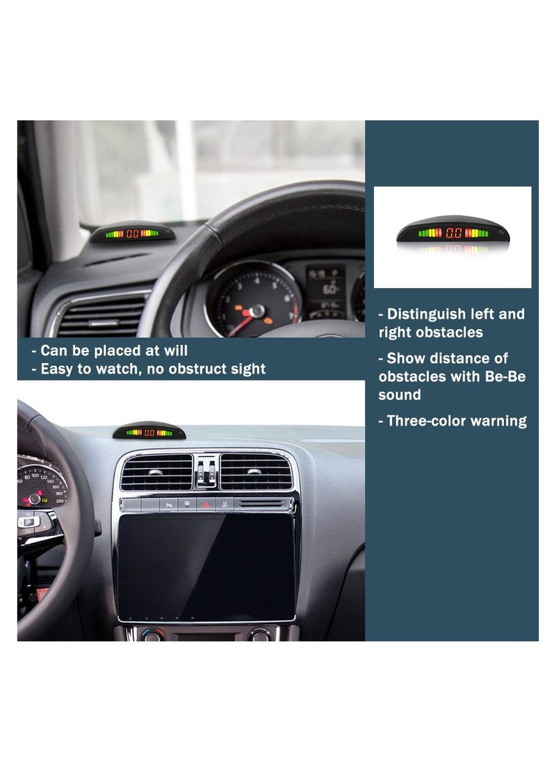 Hippcron Car LED Parking Sensor Kit 4 Sensors 22mm Reverse Radar Sound Alert Indicator System