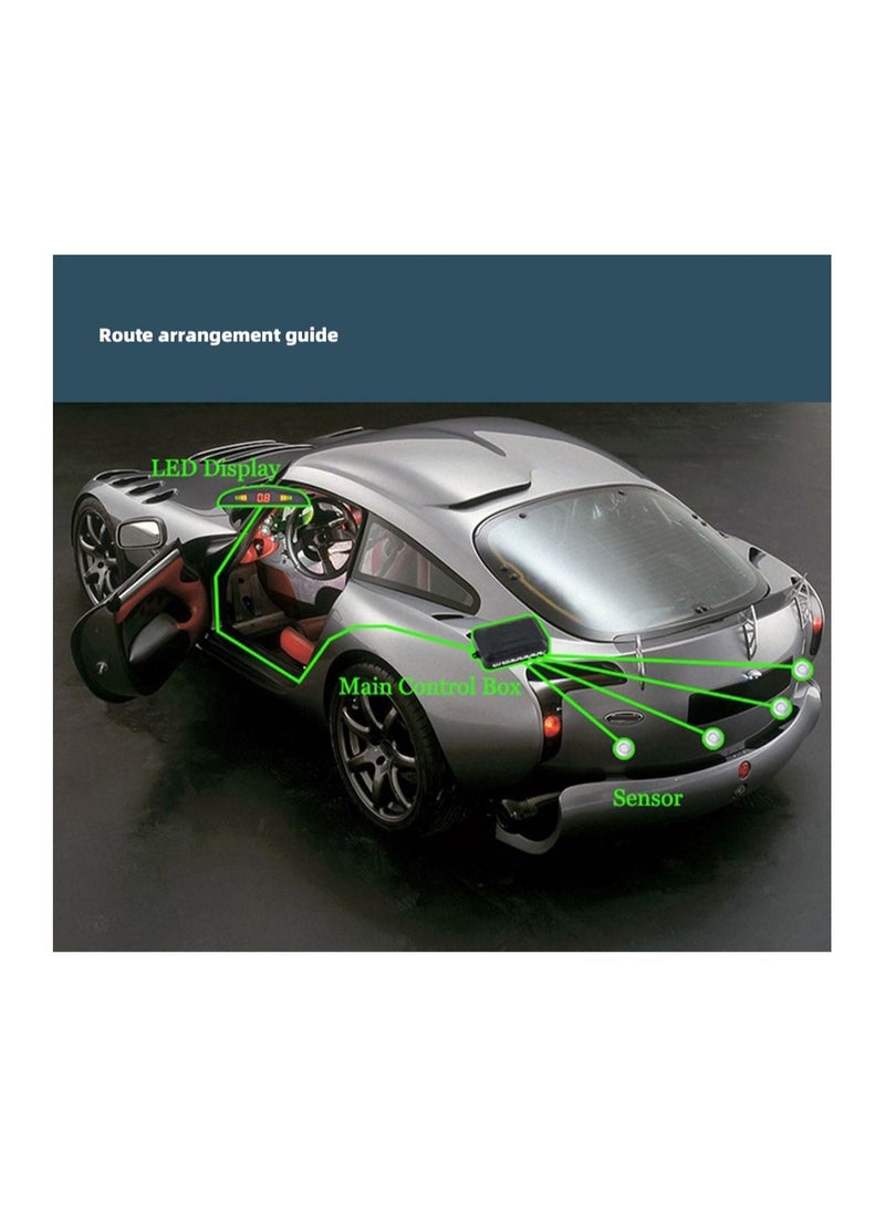 Hippcron Car LED Parking Sensor Kit 4 Sensors 22mm Reverse Radar Sound Alert Indicator System