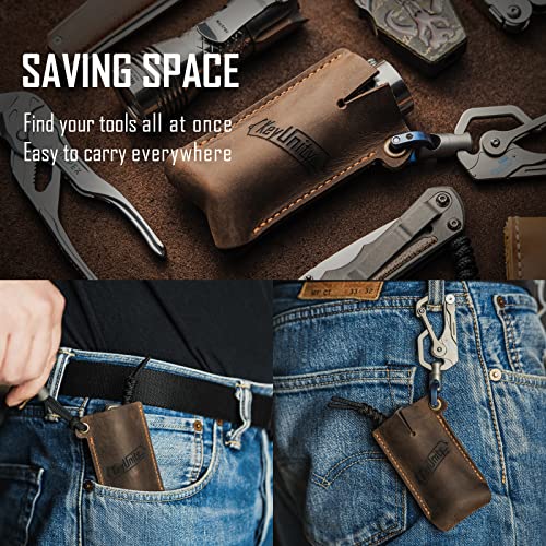 KeyUnity KA16 Leather Sheath EDC Pocket Organizer Slip Pouch for KF01 Flashlight, Skeletool Multitool, Small Sebenza Knife, Swiss Army Knife & Elementum Pocket Knife - Image 5