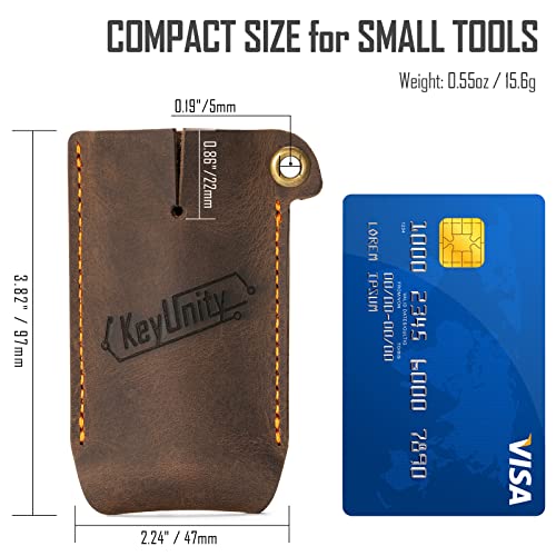 KeyUnity KA16 Leather Sheath EDC Pocket Organizer Slip Pouch for KF01 Flashlight, Skeletool Multitool, Small Sebenza Knife, Swiss Army Knife & Elementum Pocket Knife - Image 3