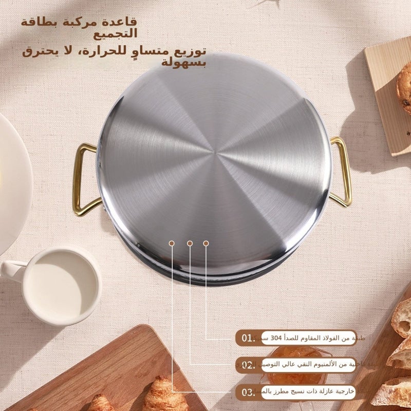 وعاء ساخن جديد من الفولاذ المقاوم للصدأ ذو نكهة مزدوجة، متوافق مع الحث والغاز، وعاء حساء سميك - Image 4