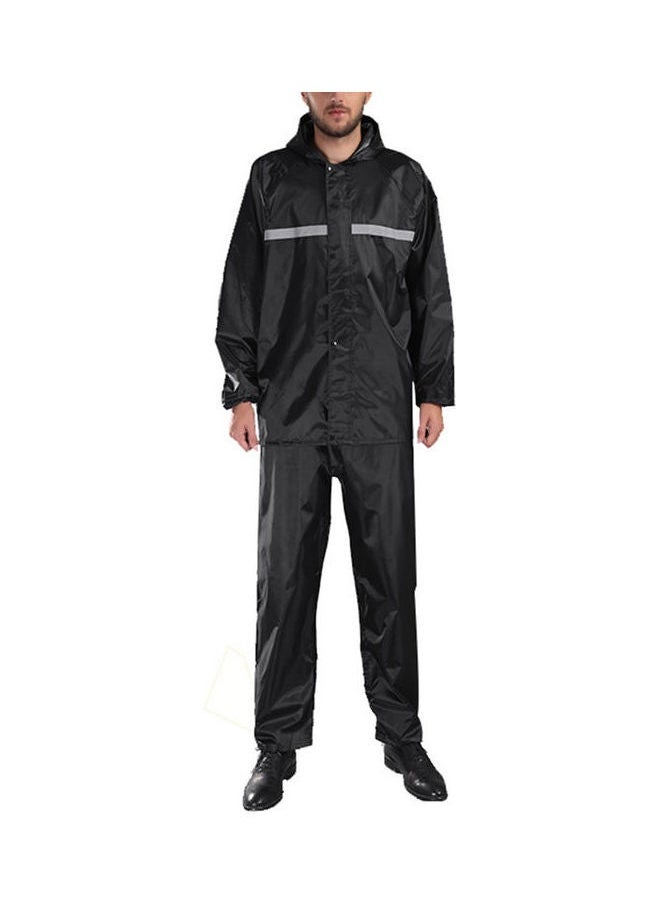 NIBEMINENT - Windproof Reflective Hooded Raincoat With Pants Black - Image 1