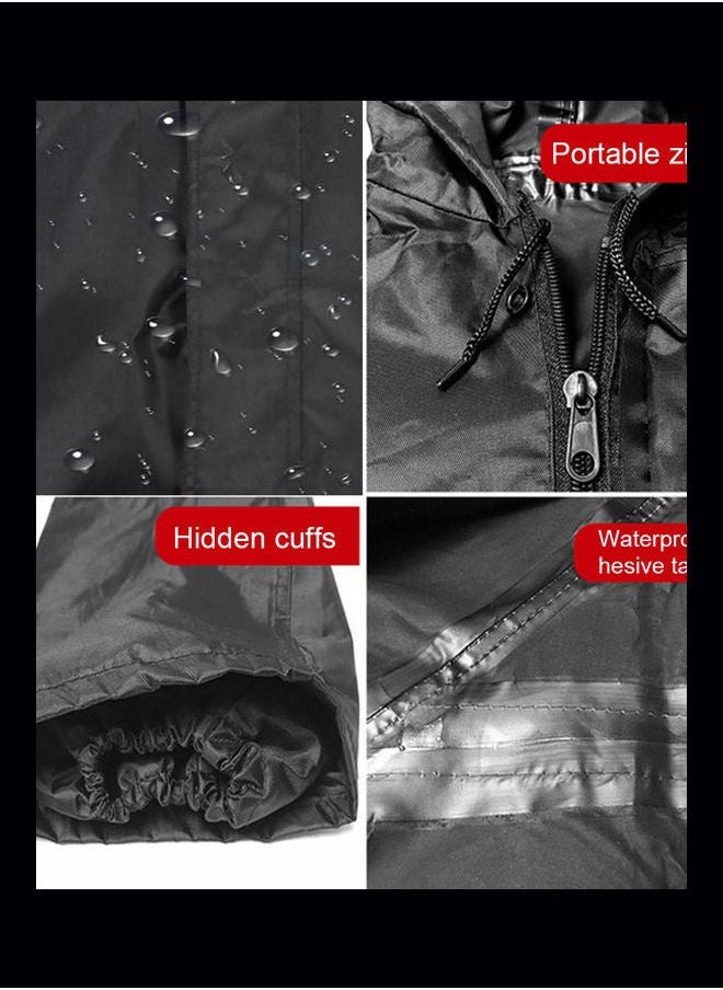 NIBEMINENT - Windproof Reflective Hooded Raincoat With Pants Black - Image 1