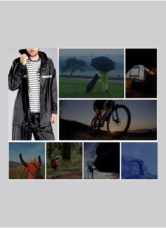 NIBEMINENT - Windproof Reflective Hooded Raincoat With Pants Black - Image 1