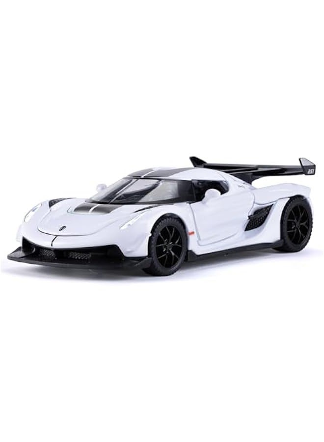 SASBSC Toy Cars for 3+ Year Old Boys Jesko Car Toys with Light and Sound Diecast Metal Toy Car for Kids Ages 3-12 1/32 Collectable Super Car Model (White) - Image 1