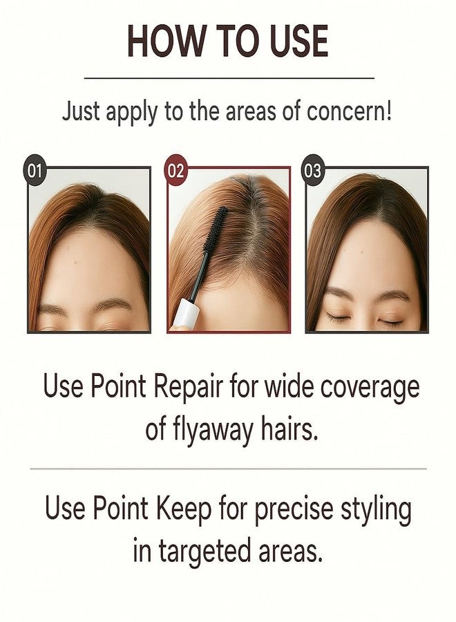 Plus eau Point Keep Hair Finishing Stick - Baby Hair & Edge Control, Small Brush Strong Hold Hair Mascara for Hairline & Part, Made in Japan, Fruity Bouquet Scent - Image 2