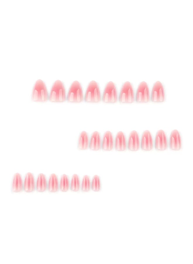 جوسكوين 24 قطعة من الأظافر الصناعية، تصميم أظافر فرنسي لوزية مع تصميم أظافر صناعية لوزية مزججة باللون الوردي، أظافر أكريليك مع مجموعة لاصقة. - Image 5