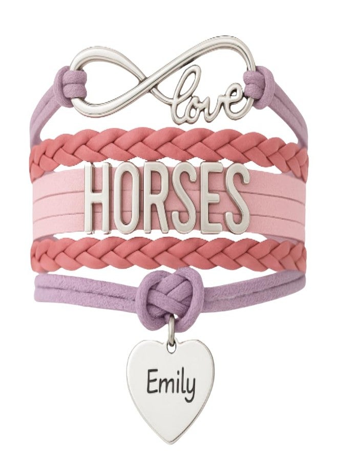 Sportybella Personalized Horse Bracelet Gift for Engraved Horse Jewelry, Infinity Bracelet Horse Charm, Gifts,Teen Gifts for pony loving Birthday gifts for horse gifts (Purple/Pink) - Image 1