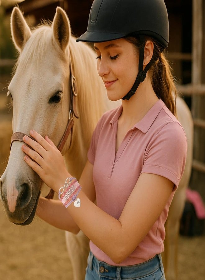 Sportybella Personalized Horse Bracelet Gift for Engraved Horse Jewelry, Infinity Bracelet Horse Charm, Gifts,Teen Gifts for pony loving Birthday gifts for horse gifts (Purple/Pink) - Image 3