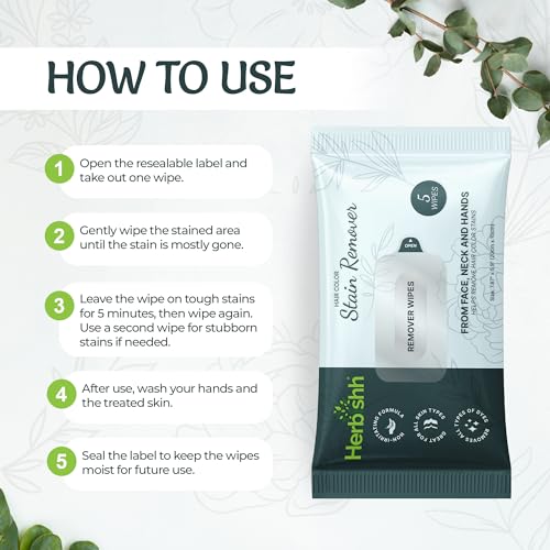 Herbishh Hair Color Stain Remover Wipes – Gentle Formula for Dye Cleanup – Easy Clean Travel Pack With 5 Skin-Friendly Wipes (Pack of 1) - Image 5