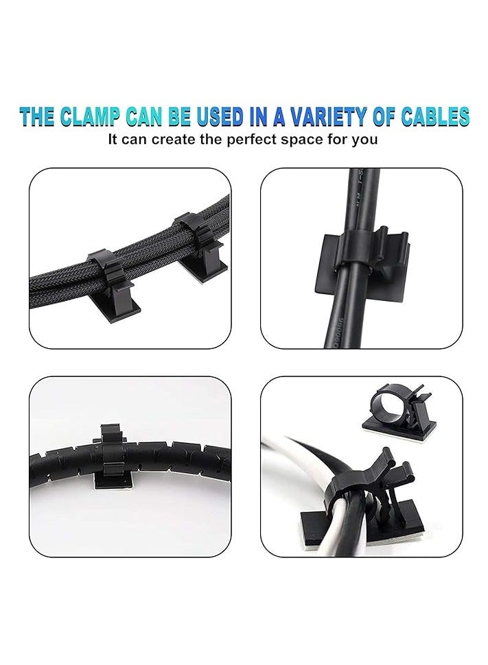 DKURVE Adjustable Cable Clips Adhesive Nylon Wire Clamps, Black (50 Pcs) - Image 2
