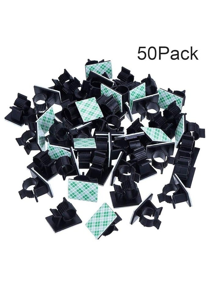 DKURVE Adjustable Cable Clips Adhesive Nylon Wire Clamps, Black (50 Pcs) - Image 3
