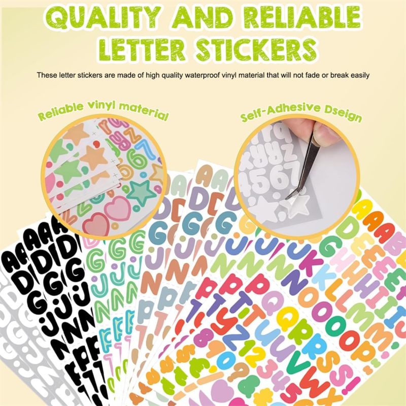 Alphabet Letter Stickers 1350 Precision-Cut Pieces Fade-Resistant Waterproof Vinyl Stickers - Easy Peel for Scrapbooking Water Bottle Personalization Projects - Image 4