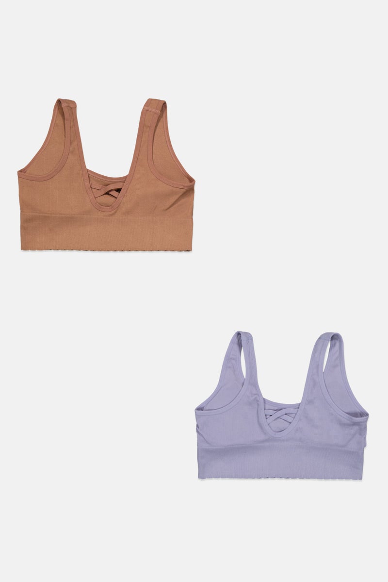 Capezio Women 2 Pieces Brand Logo Padded Bralette, Light Blue  - Image 2