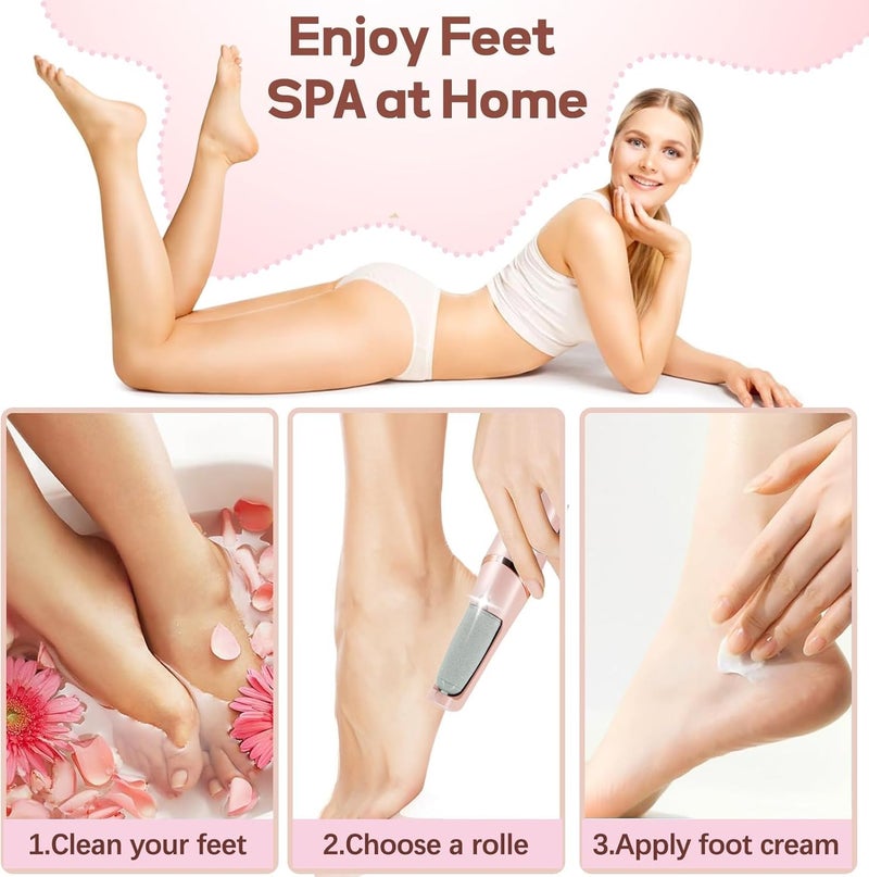 KASTWAVE Electronic Tool File and Callus Remover with 2 Roller Heads, Pedicure, Professional Feet Care, Hard ed Dry Skin and Calluses, Water Resistant - Image 5