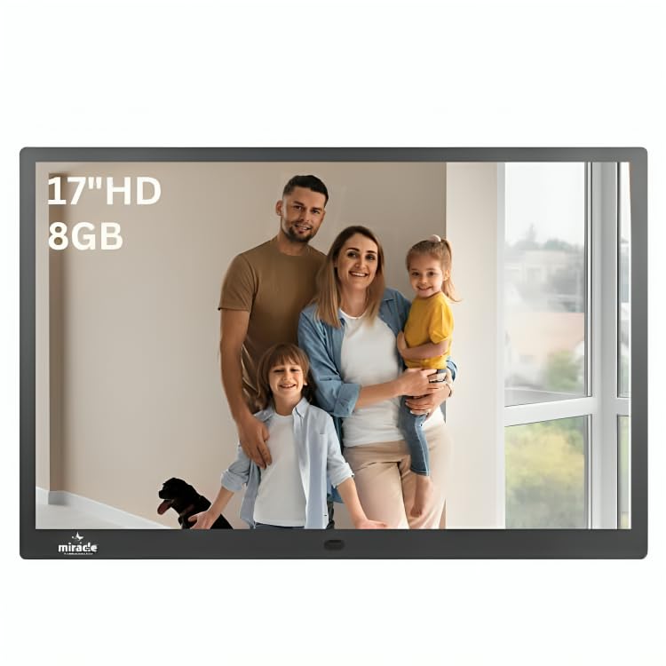 Miracle Digital 17 Inch Hi-def Digital Photo Frame,Reso 1280p*800p | Support SD Card,USB,Mini HDMI for Fast Transfer| Play Photos Slide Show,Video,Audio,Calendar | inBuilt 8GB Memory, 2GB RAM - Image 1