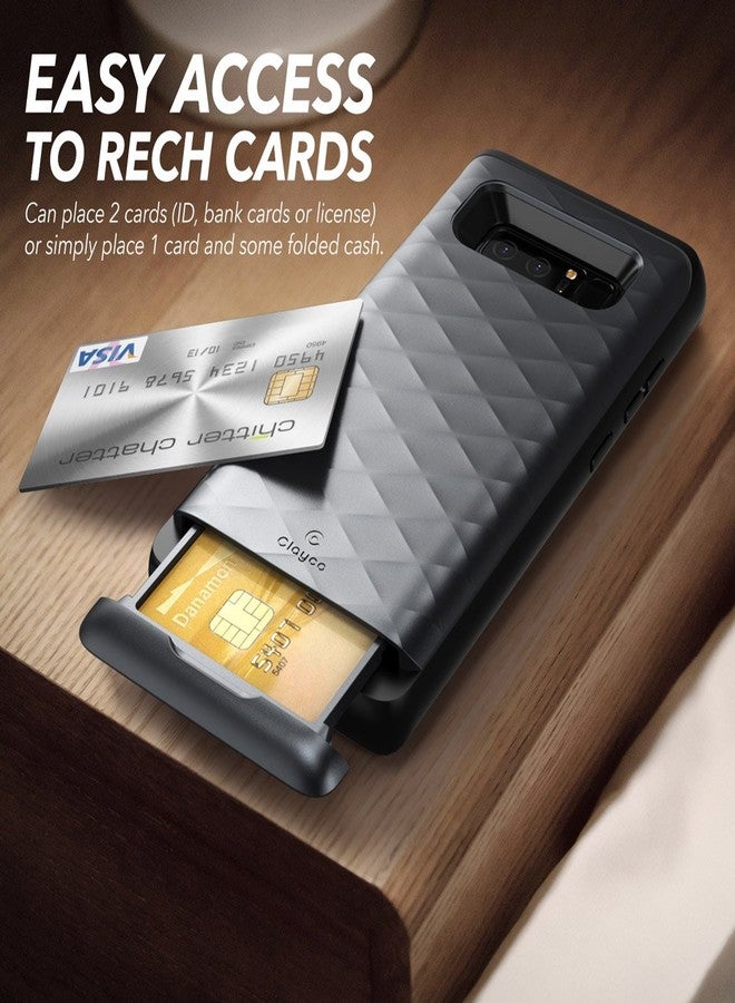 Clayco Galaxy Note 8 Case, Clayco Argos Series Premium Hybrid Protective Wallet Case for Samsung Galaxy Note 8 (Built-in Credit Card/ID Card Slot) (Black) - Image 2