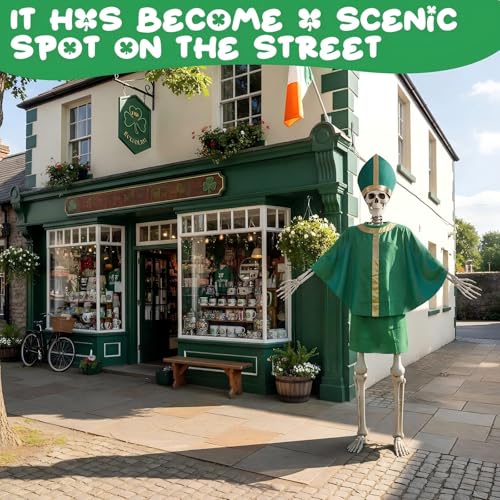 Cozypower 12 ft Skeleton St. Patrick's Day Outfit Set Giant Sized Saint Costume Accessories Big Clothing for 12 ft Skeleton Yard Garden Lawn Outdoor Party Decor - Image 4