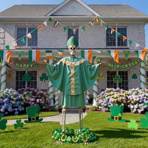 Cozypower 12 ft Skeleton St. Patrick's Day Outfit Set Giant Sized Saint Costume Accessories Big Clothing for 12 ft Skeleton Yard Garden Lawn Outdoor Party Decor - Image 3