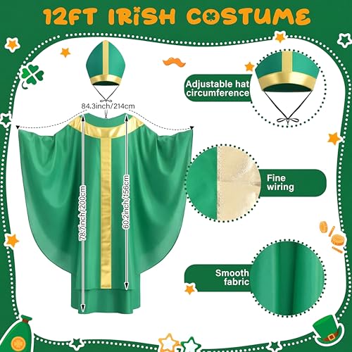 Cozypower 12 ft Skeleton St. Patrick's Day Outfit Set Giant Sized Saint Costume Accessories Big Clothing for 12 ft Skeleton Yard Garden Lawn Outdoor Party Decor - Image 2