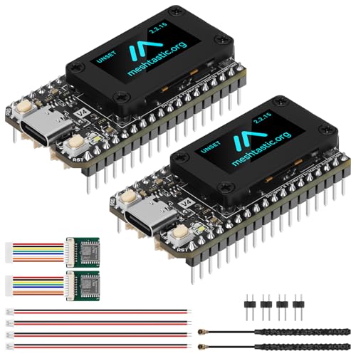 YELUFT 2 Pack Pre-Soldered ESP32 LoRa V4 Development Board with GNSS Module & 915MHz LoRa Antenna, Integrated WiFi Bluetooth SX1262 0.96-inch OLED Display Type C Interface for Meshtastic Arduino - Image 1