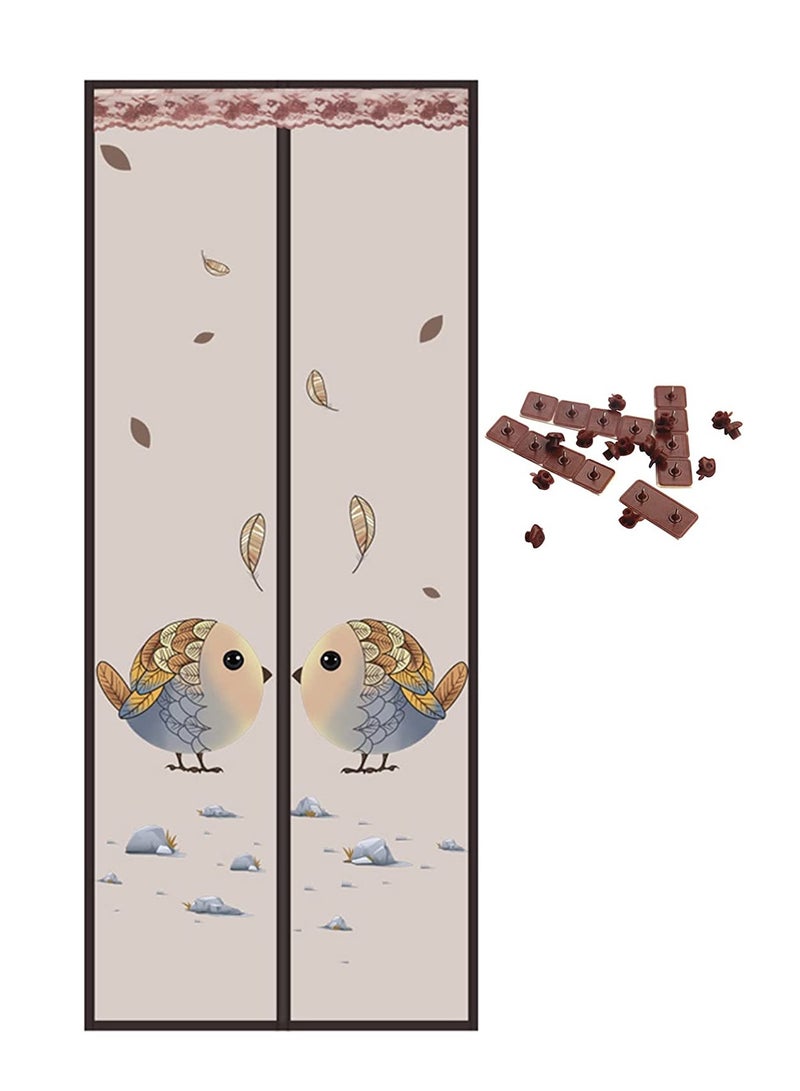 SYOSI Magnetic Closure Screen Door 35.4*82.6inch, Self Sealing Double Magnetic Fly Screens for Doors, Hands Free Mesh Partition Keeps Bugs Out, French Insect Door Net Fly Screen Curtain Mesh - Image 1