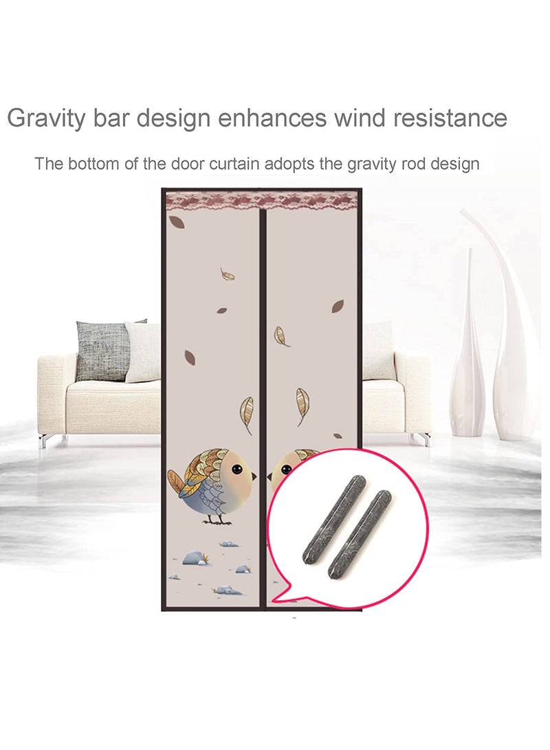 SYOSI Magnetic Closure Screen Door 35.4*82.6inch, Self Sealing Double Magnetic Fly Screens for Doors, Hands Free Mesh Partition Keeps Bugs Out, French Insect Door Net Fly Screen Curtain Mesh - Image 2