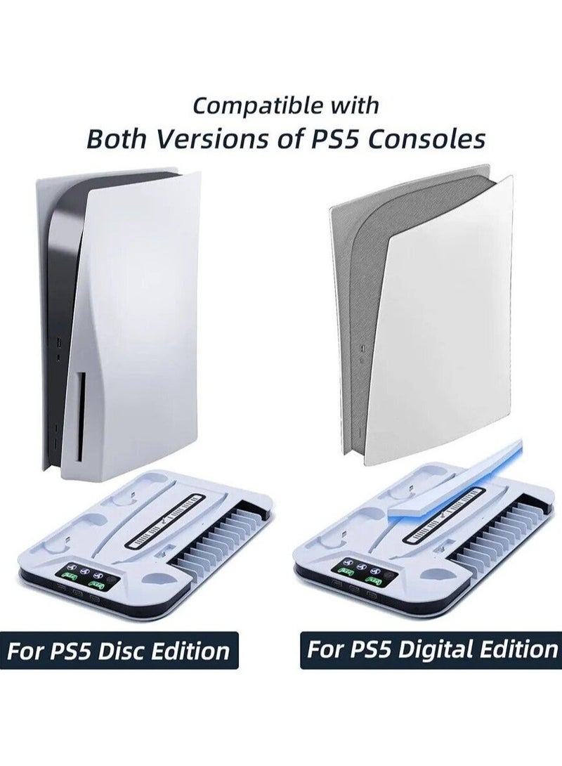 حامل PS5 مع محطة تبريد ومحطة شحن وحدة تحكم مزدوجة لإصدار PS5 الرقمي، ومروحة تبريد PS5 مع حامل سماعة الرأس و3 سرعات مروحة قابلة للتعديل - Image 5