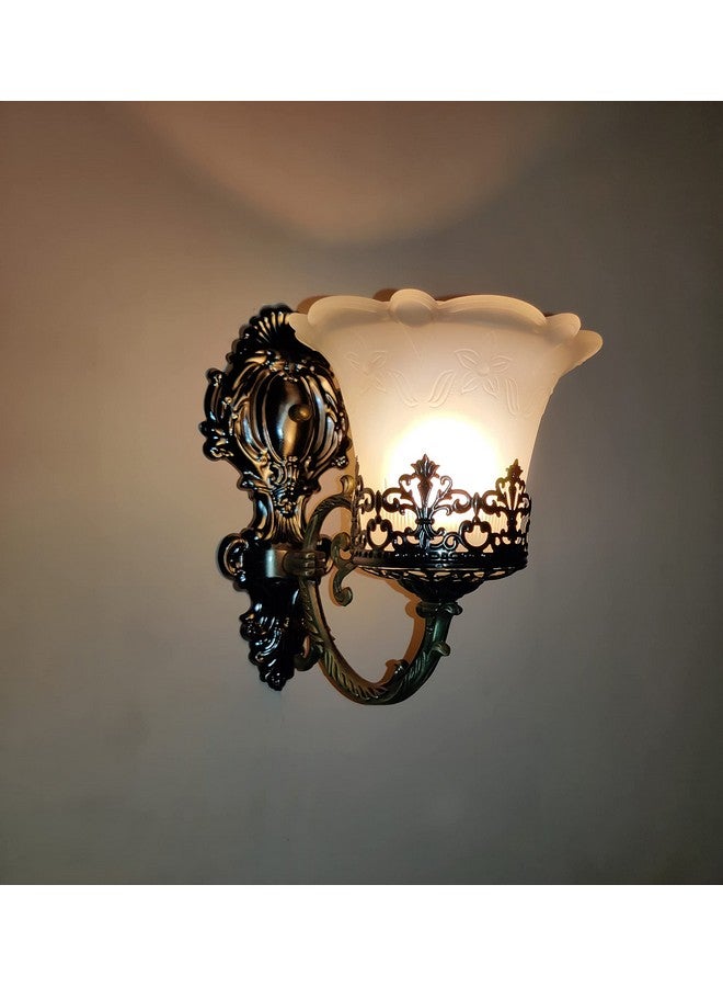 SINOMAN مصباح حائط تقليدي من سينومان مع ظل زجاجي، تركيبة إضاءة كلاسيكية مثالية لغرفة النوم، غرفة المعيشة، الممرات، المداخل (مع لمبة) - Image 2