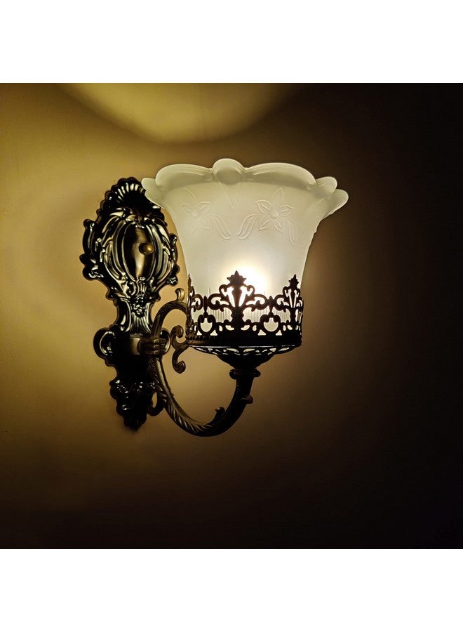 SINOMAN مصباح حائط تقليدي من سينومان مع ظل زجاجي، تركيبة إضاءة كلاسيكية مثالية لغرفة النوم، غرفة المعيشة، الممرات، المداخل (مع لمبة) - Image 5